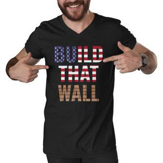 Build That Wall Pro Trump Men V-Neck Tshirt | Mazezy