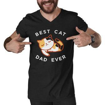 Calico Cat Dad Best Kitty Father Ever Tee Gift Men V-Neck Tshirt | Mazezy