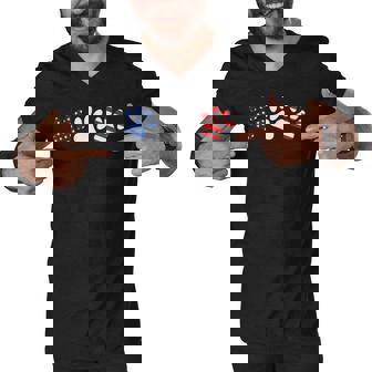 Cat Paw Red White Blue American Flag Patriotic 4Th Of July Men V-Neck Tshirt | Mazezy