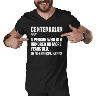 Centenarian Definition 100 Years Old 100Th Birthday V3 Men V-Neck Tshirt - Seseable