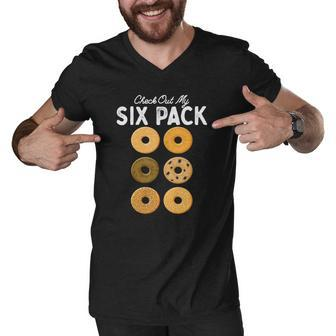Check Out My Six Pack Bagel Funny Gym Workout Bagels Men V-Neck Tshirt | Mazezy