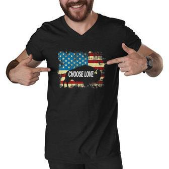 Choose Love Bills Vintage American Flag Men V-Neck Tshirt | Mazezy