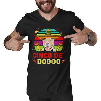 Cinco De Doggo Hilarious Pit Bull Dog For Cinco De Mayo T-Shirt Men V-Neck Tshirt - Seseable