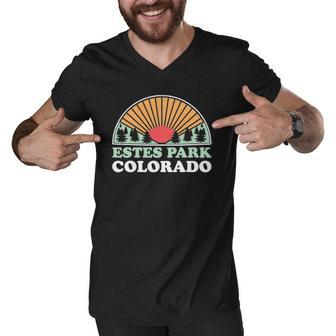 Colorado Us Mountain Travel - Vintage Estes Park Men V-Neck Tshirt | Mazezy