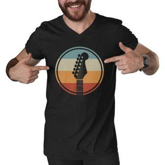 Colorful Guitar Fretted Musical Instrument Men V-Neck Tshirt | Mazezy