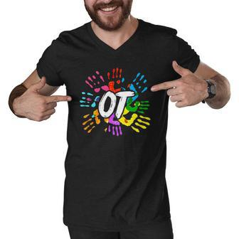 Colorful Ota Health Care Ot Therapist Occupational Therapy Men V-Neck Tshirt | Mazezy