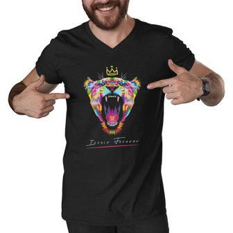 Colorful Queen Lioness With Crown Men V-Neck Tshirt | Mazezy
