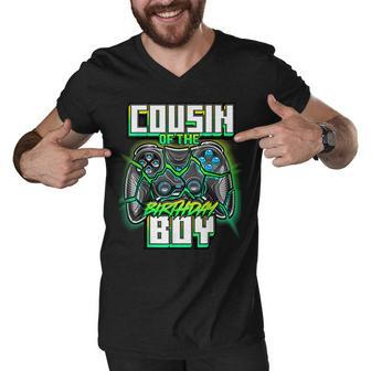 Cousin Of The Birthday Boy Matching Family Video Game Party Men V-Neck Tshirt - Seseable