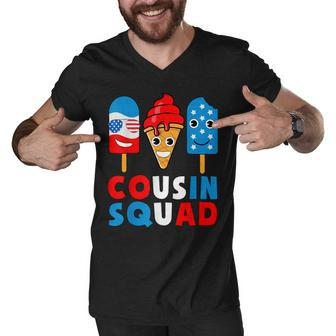 Cousin Squad 4Th Of July Cousin Crew American Flag Ice Pops Men V-Neck Tshirt - Seseable