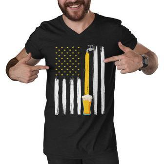 Crafts Beer American Flag Usa 4Th July Brewery Alcohol Lover Men V-Neck Tshirt - Seseable