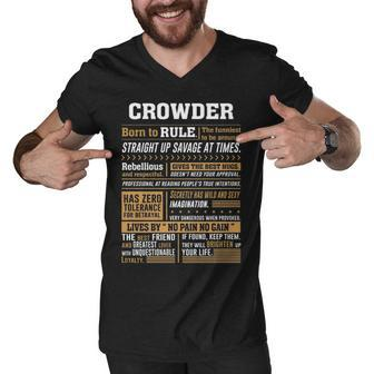Crowder Name Gift Crowder Born To Rule Men V-Neck Tshirt - Seseable