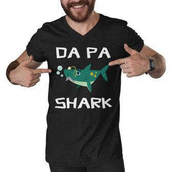 Da Pa Grandpa Gift Da Pa Shark Men V-Neck Tshirt - Seseable