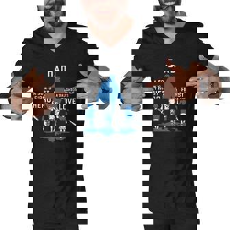 Dad A Sons First Hero A Daughters First Love Baseball Dad Men V-Neck Tshirt | Mazezy