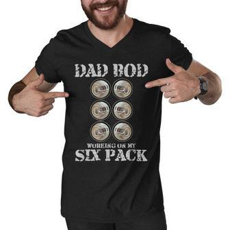 Dad Bod Working On My Six Pack Funny Beer Fathers Day Men V-Neck Tshirt - Monsterry