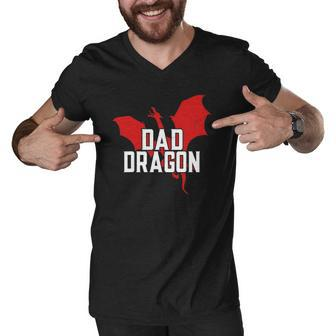 Dad Dragon Lover Fathers Day Men V-Neck Tshirt | Mazezy