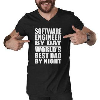 Dad Tee Software Engineer Best Dad Fathers Day Gift Men V-Neck Tshirt | Mazezy