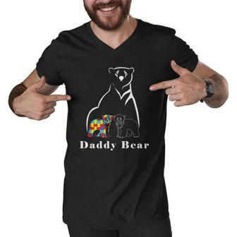Daddy Bear Autism Awareness Daddy Grandma Men Gift Men V-Neck Tshirt | Mazezy