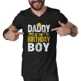 Daddy Of The Bday Boy Construction Bday Party Hat Men Men V-Neck Tshirt | Mazezy