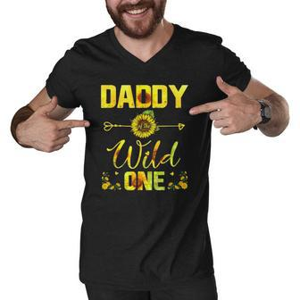 Daddy Of The Wild One Tee Birthday Sunflower Outfit Men V-Neck Tshirt | Mazezy