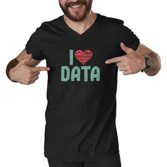 Data Encoder I Love Statistics Data Science Data Analysts Men V-Neck Tshirt | Mazezy