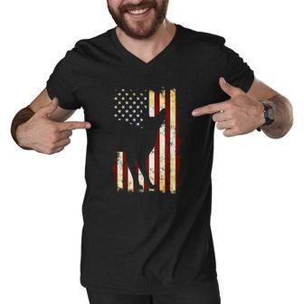 Devon Rex Silhouette American Flag 4Th Of July Men V-Neck Tshirt | Mazezy