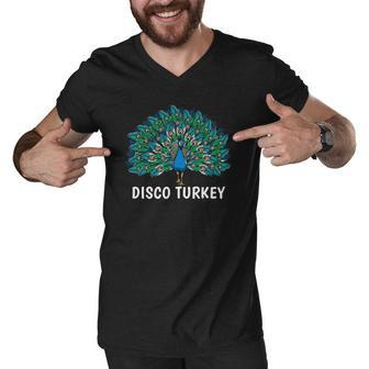 Disco Turkey Cute Peacock Design For Peacock Lover Men V-Neck Tshirt | Mazezy