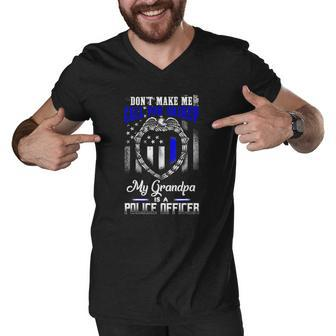 Distressed My Grandpa Is A Police Officer Gift Tee Men V-Neck Tshirt | Mazezy