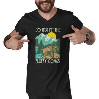 Do Not Pet The Fluffy Cows - Bison Buffalo Lover Wildlife Men V-Neck Tshirt | Mazezy