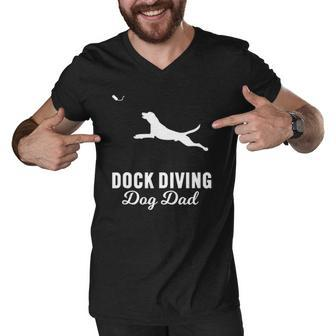 Dog Jumping Dock Diving Dog Dad Men V-Neck Tshirt | Mazezy