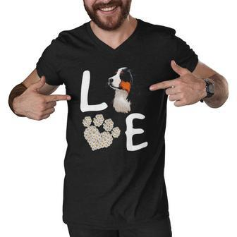 Dogs 365 Love Bernese Mountain Dog Paw Pet Rescue Men V-Neck Tshirt | Mazezy