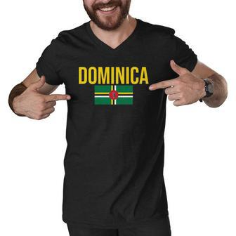 Dominica Flag Commonwealth Coat Of Arms Lesser Antilles Men V-Neck Tshirt | Mazezy