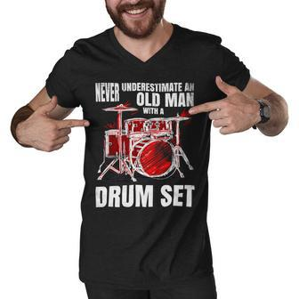 Drummer Never Underestimate An Old Man With A Drum Set 24Ya69 Men V-Neck Tshirt - Monsterry DE