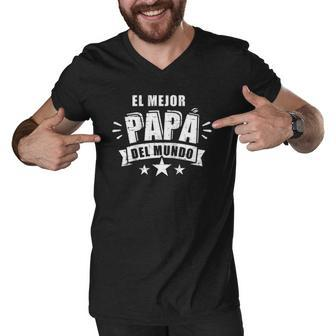 El Mejor Papá Del Mundo Para Dia Del Padre Raglan Baseball Tee Men V-Neck Tshirt | Mazezy