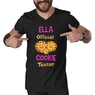 Ella Official Cookie Tester First Name Funny Men V-Neck Tshirt - Seseable