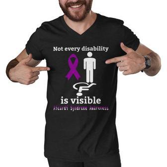 Every Disability Is Visible Aicardi Syndrome Awareness Purple Ribbon Aicardi Syndrome Support Aicardi Syndrome Awareness Men V-Neck Tshirt | Favorety UK