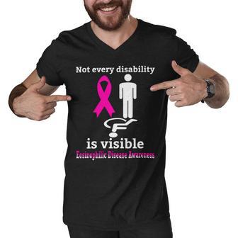 Every Disability Is Visible Eosinophilic Disease Awareness Pink Ribbon Eosinophilic Disease Eosinophilic Disease Awareness Men V-Neck Tshirt | Favorety AU