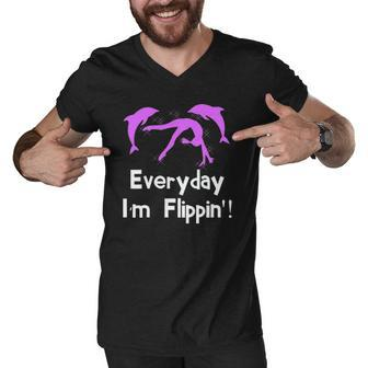 Everyday Im Flippin Gymnastics Dolphin Men V-Neck Tshirt | Mazezy
