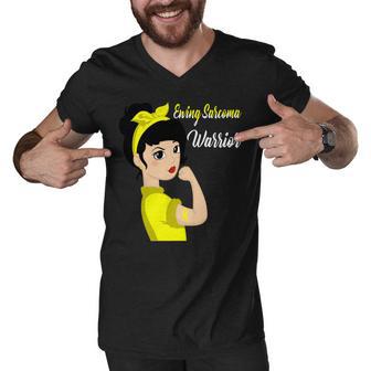 Ewings Sarcoma Warrior Strong Women Yellow Women Ewings Sarcoma Ewings Sarcoma Awareness Men V-Neck Tshirt - Monsterry CA