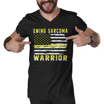 Ewings Sarcoma Warrior Usa Flag United States Flag Yellow Ribbon Ewings Sarcoma Ewings Sarcoma Awareness Men V-Neck Tshirt | Favorety CA