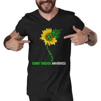 Faith Hope Cure Kidney Disease Sunflower Puzzle Pieces Men V-Neck Tshirt - Seseable
