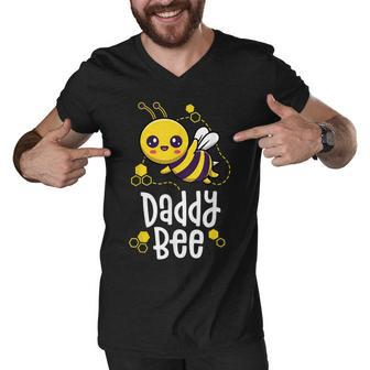 Family Bee Dad Daddy First Bee Day Outfit Birthday Men V-Neck Tshirt - Seseable