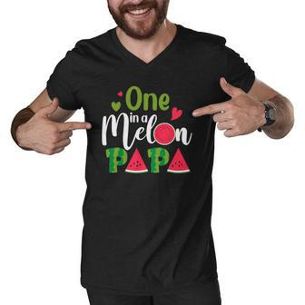 Family One In A Melon Papa Birthday Party Matching Family Men V-Neck Tshirt | Mazezy