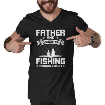Father And Daughter Fishing Partners For Life Fishing Men V-Neck Tshirt | Mazezy