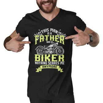 Father Grandpa And Biker Funny Motorcycle Race Dad Gift95 Family Dad Men V-Neck Tshirt - Monsterry