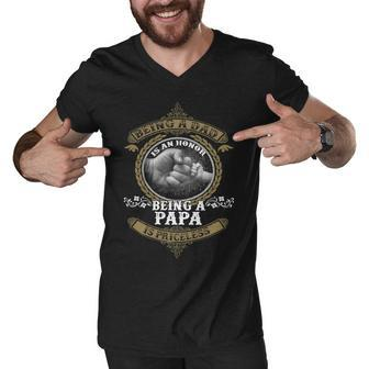 Father Grandpa Being A Dad Is An Honor Being A Papa Is Priceless S Day241 Family Dad Men V-Neck Tshirt - Monsterry AU