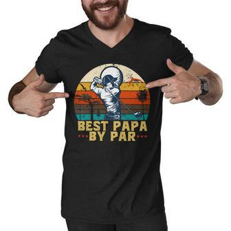 Father Grandpa Best Papa By Par Day 457 Family Dad Men V-Neck Tshirt - Monsterry