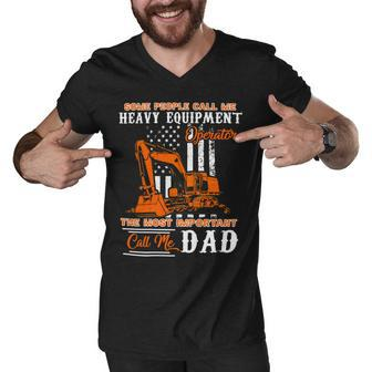 Father Grandpa Funny Heavy Equipment Operator Dad S Day411 Family Dad Men V-Neck Tshirt - Monsterry AU