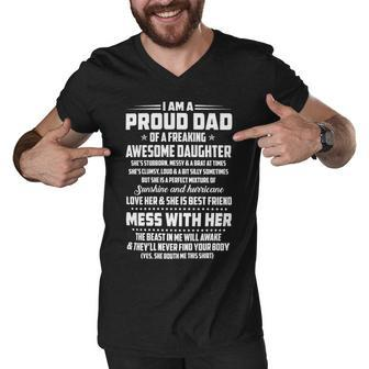 Father Grandpa I Am A Proud Dad Awesome Daughter97 Family Dad Men V-Neck Tshirt - Monsterry AU