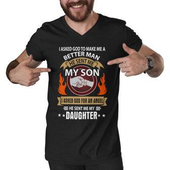 Father Grandpa I Asked Go To Make Me A Better Man He Sent Me My Son 128 Family Dad Men V-Neck Tshirt - Monsterry UK