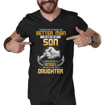 Father Grandpa I Asked To Make Me Better Man167 Family Dad Men V-Neck Tshirt - Monsterry UK